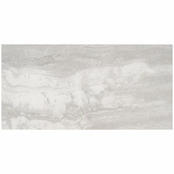 Large Wall | 1 sq. ft. Basic Travertine Silver 12×24 Matte Porcelain Tile Silver Bathroom Bathroom