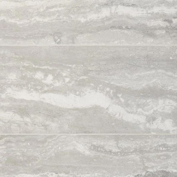 Large Wall | 1 sq. ft. Basic Travertine Silver 12×24 Matte Porcelain Tile Silver Bathroom Bathroom