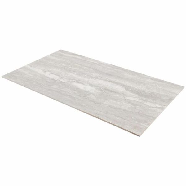 Large Wall | 1 sq. ft. Basic Travertine Silver 24×48 Matte Porcelain Tile Silver Bathroom Bathroom