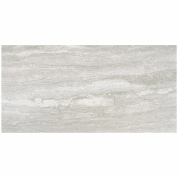 Large Wall | 1 sq. ft. Basic Travertine Silver 24×48 Matte Porcelain Tile Silver Bathroom Bathroom