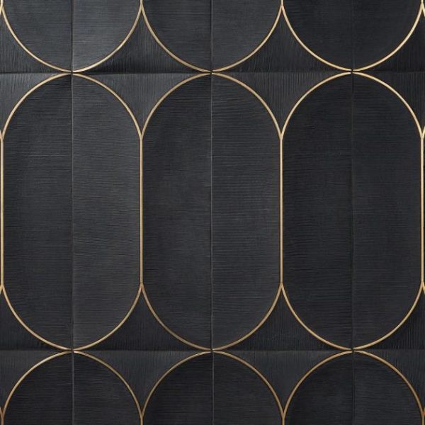 Large Wall | 1 sq. ft. Calypso 3D Carved Nero Black Brass Inlay 8×16 Textured Honed Marble Limestone Tile Nero Bathroom Bathroom