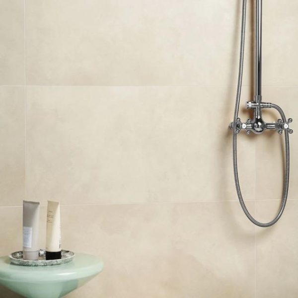 Large Wall | 1 sq. ft. Clay Shy Beige 16×32 Matte Porcelain Tile Beige Bathroom Bathroom