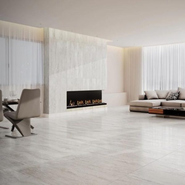 Large Wall | 1 sq. ft. Nashville White 24×48 Travertine Look Matte Porcelain Tile White Matte Bathroom Bathroom