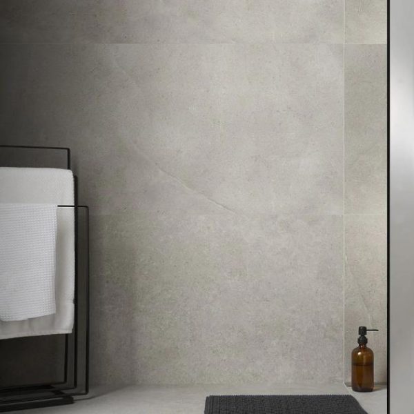 Large Wall | 1 sq. ft. New Rock Fumo Light Gray 24×48 Limestone Look Matte Porcelain Tile Light Gray Bathroom Bathroom