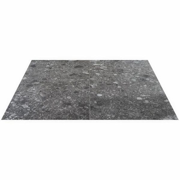 Large Wall | 1 sq. ft. Rizo Charcoal Gray 24×24 Terrazzo Look Matte Porcelain Tile Charcoal Matte Bathroom Bathroom