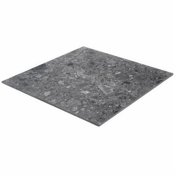 Large Wall | 1 sq. ft. Rizo Charcoal Gray 24×24 Terrazzo Look Matte Porcelain Tile Charcoal Matte Bathroom Bathroom