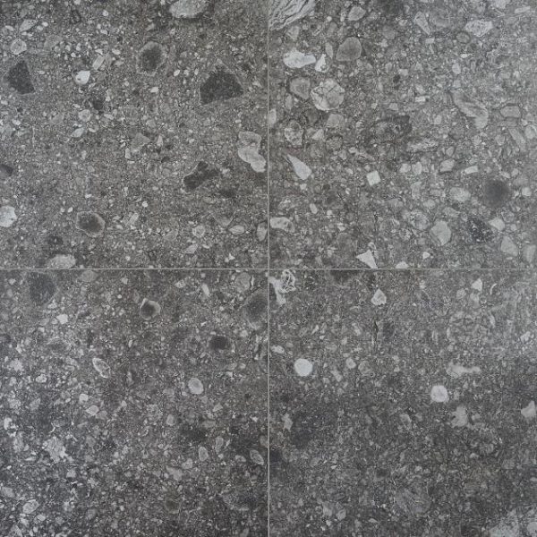 Large Wall | 1 sq. ft. Rizo Charcoal Gray 24×24 Terrazzo Look Matte Porcelain Tile Charcoal Matte Bathroom Bathroom