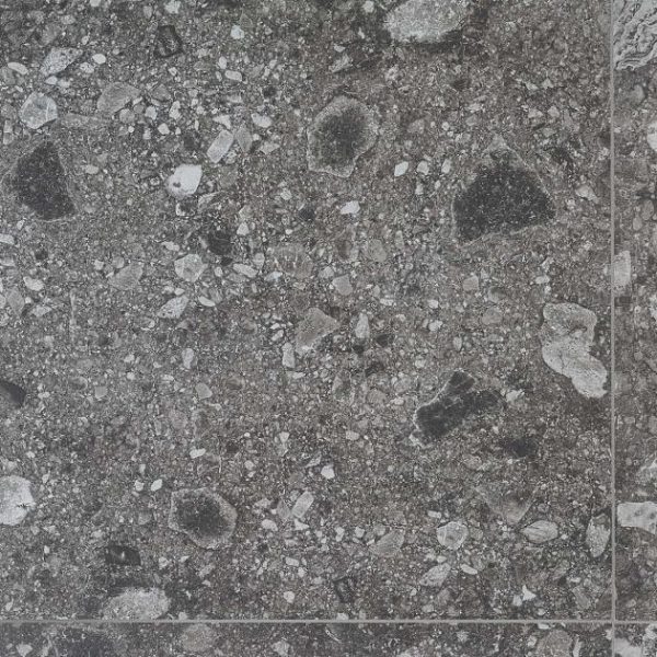 Large Wall | 1 sq. ft. Rizo Charcoal Gray 24×24 Terrazzo Look Matte Porcelain Tile Charcoal Matte Bathroom Bathroom