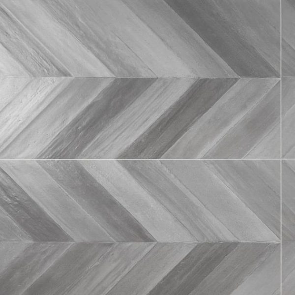 Large Wall | 1 sq. ft. Sculpt Chevron Gray 24×48 Natural Porcelain Tile Chevron Gray Bathroom Bathroom