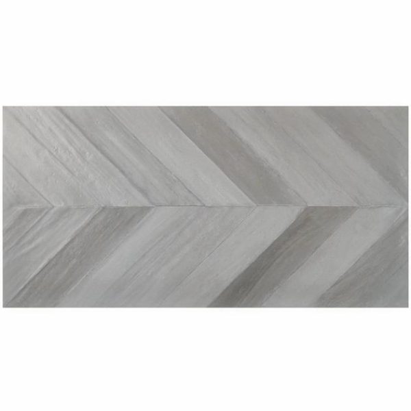 Large Wall | 1 sq. ft. Sculpt Chevron Gray 24×48 Natural Porcelain Tile Chevron Gray Bathroom Bathroom