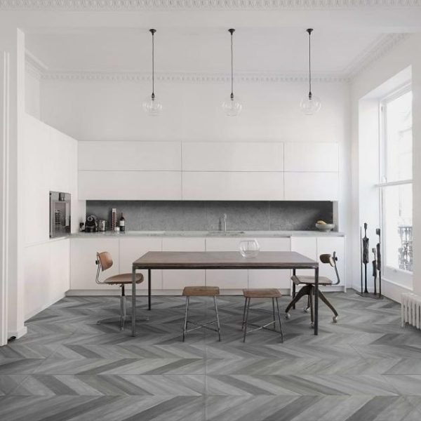 Large Wall | 1 sq. ft. Sculpt Chevron Gray 24×48 Natural Porcelain Tile Chevron Gray Bathroom Bathroom