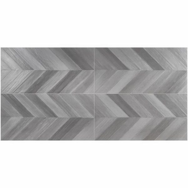 Large Wall | 1 sq. ft. Sculpt Chevron Gray 24×48 Natural Porcelain Tile Chevron Gray Bathroom Bathroom