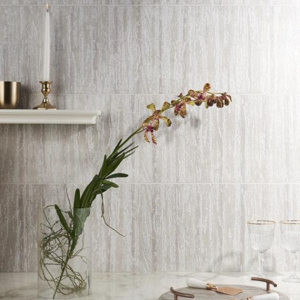 Large Wall | 1 sq. ft. Twilight Deco Pearl 12×48 Metal Look Matte Porcelain Wall Tile Pearl Matte Deco Bathroom Bathroom