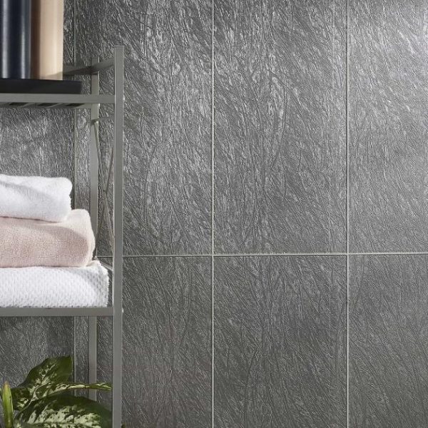 Large Wall | 1 sq. ft. Vetrite Feather Gray 9×18 Polished Glass Tile Feather Gray Bathroom Bathroom