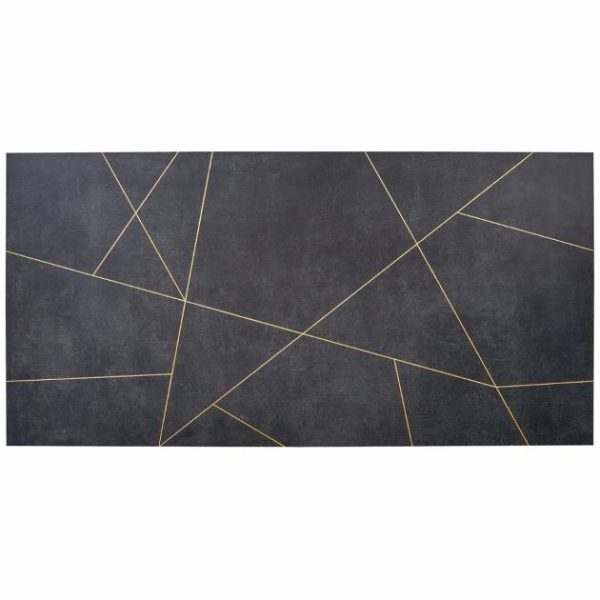 Large Wall | 1 sq. ft. Whitney Ardesia Charcoal Black and Gold Line 24×48 Artisan Decor Matte Porcelain Wall Tile Charcoal Bathroom Bathroom