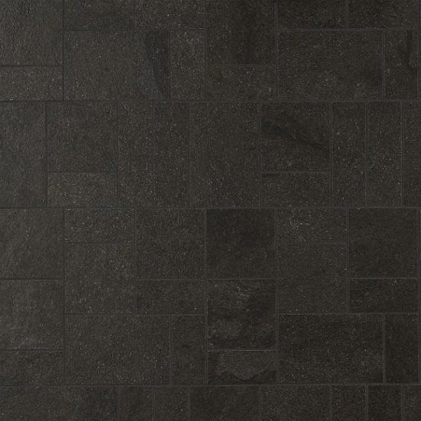 Outdoor & Pavers | 1 sq. ft. Acadia French Pattern Charcoal Black Limestone Look Matte Porcelain Mosaic Tile Charcoal Black Bathroom Bathroom