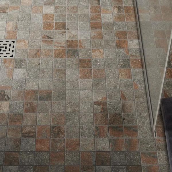 Outdoor & Pavers | 1 sq. ft. Acadia Iron Gray 2×2 Slate Look Matte Porcelain Mosaic Tile Iron Gray Bathroom Bathroom