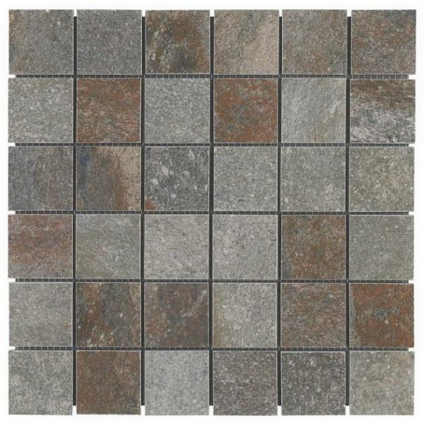 Outdoor & Pavers | 1 sq. ft. Acadia Iron Gray 2×2 Slate Look Matte Porcelain Mosaic Tile Iron Gray Bathroom Bathroom