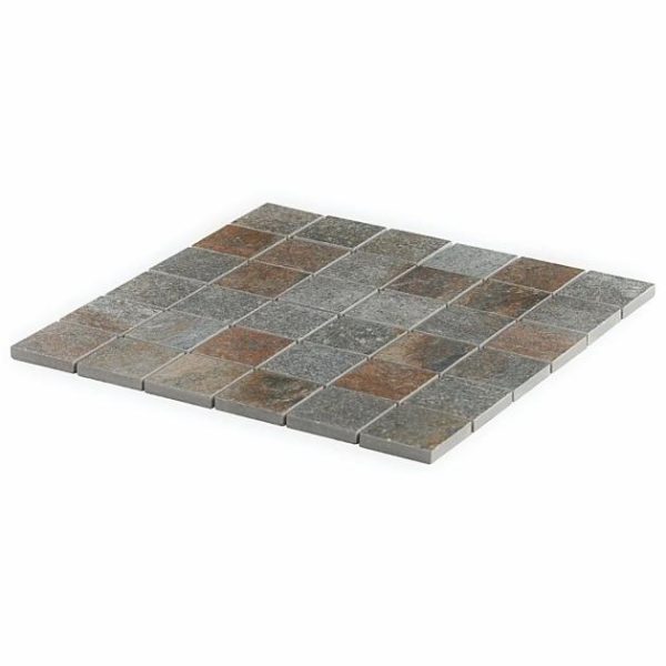 Outdoor & Pavers | 1 sq. ft. Acadia Iron Gray 2×2 Slate Look Matte Porcelain Mosaic Tile Iron Gray Bathroom Bathroom