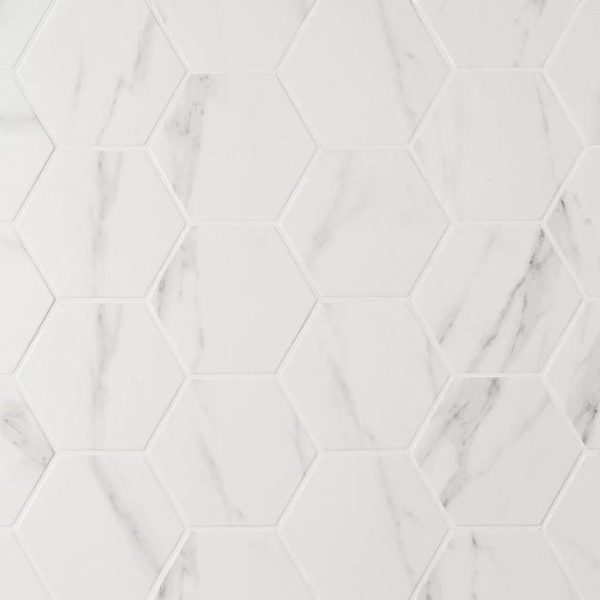 Outdoor & Pavers | 1 sq. ft. Amalfi Statuario 6” Hexagon Polished Porcelain Tile Polished Statuario Bathroom Bathroom