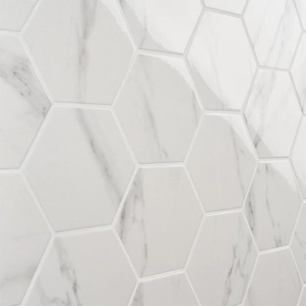 Outdoor & Pavers | 1 sq. ft. Amalfi Statuario 6” Hexagon Polished Porcelain Tile Polished Statuario Bathroom Bathroom