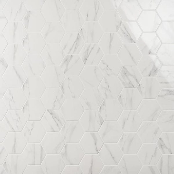 Outdoor & Pavers | 1 sq. ft. Amalfi Statuario 6” Hexagon Polished Porcelain Tile Polished Statuario Bathroom Bathroom