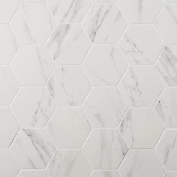 Outdoor & Pavers | 1 sq. ft. Amalfi Statuario 6” Hexagon Polished Porcelain Tile Polished Statuario Bathroom Bathroom