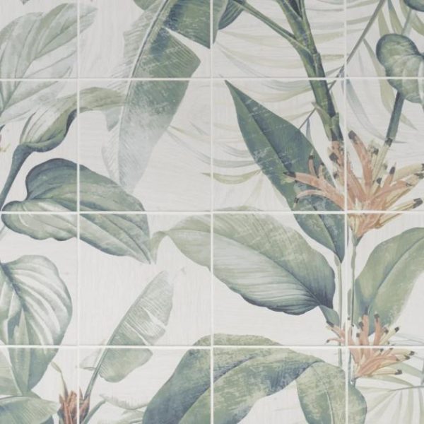 Outdoor & Pavers | 1 sq. ft. Angela Harris Wilder Spring Leaves Mural 8×8 Matte Porcelain Tile Spring Backsplash & Kitchen Backsplash & Kitchen