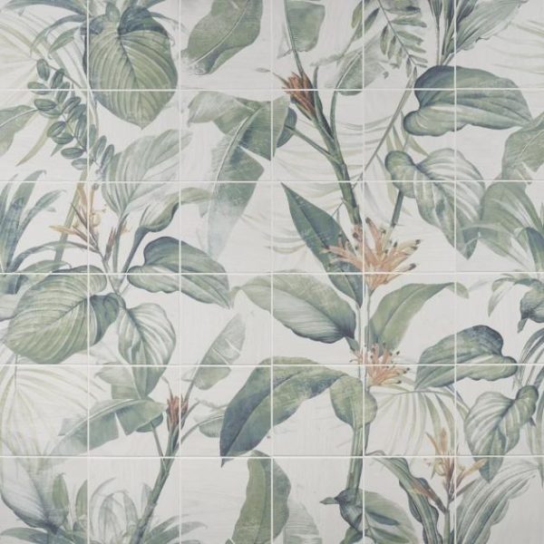 Outdoor & Pavers | 1 sq. ft. Angela Harris Wilder Spring Leaves Mural 8×8 Matte Porcelain Tile Spring Backsplash & Kitchen Backsplash & Kitchen