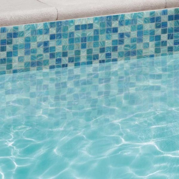 Outdoor & Pavers | 1 sq. ft. Aquatic Sky Blue 1×1 Squares Glass Polished Mosaic Tile Sky Blue Bathroom Bathroom