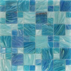 Outdoor & Pavers | 1 sq. ft. Aquatic Sky Blue French Pattern Glass Polished Mosaic Tile Sky Blue Bathroom Bathroom