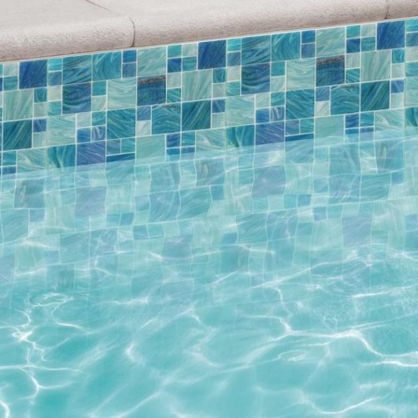 Outdoor & Pavers | 1 sq. ft. Aquatic Sky Blue French Pattern Glass Polished Mosaic Tile Sky Blue Bathroom Bathroom