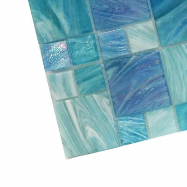 Outdoor & Pavers | 1 sq. ft. Aquatic Sky Blue French Pattern Glass Polished Mosaic Tile Sky Blue Bathroom Bathroom