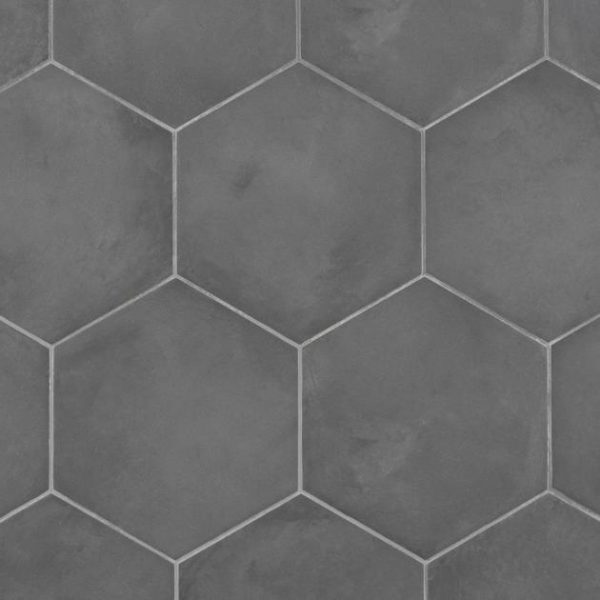 Outdoor & Pavers | 1 sq. ft. Ava Charcoal Black 8″ Hexagon Matte Porcelain Tile Charcoal Bathroom Bathroom