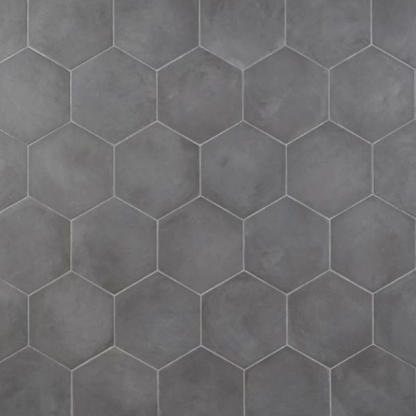 Outdoor & Pavers | 1 sq. ft. Ava Charcoal Black 8″ Hexagon Matte Porcelain Tile Charcoal Bathroom Bathroom