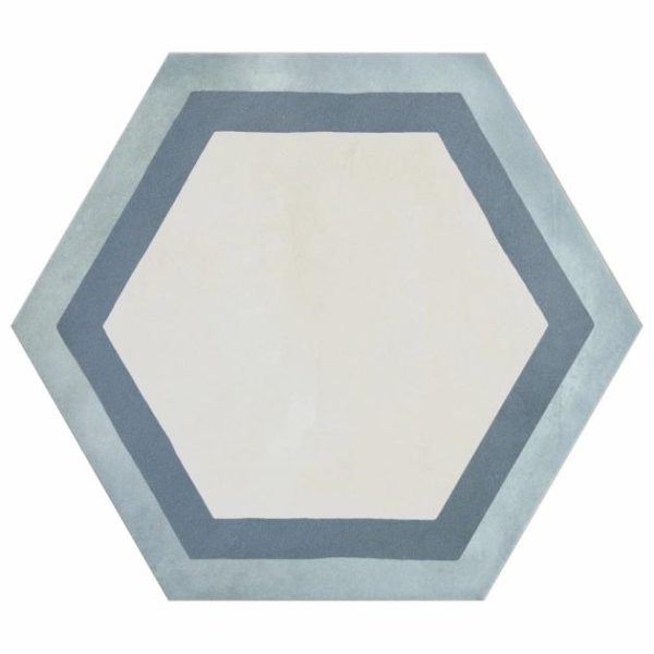 Outdoor & Pavers | 1 sq. ft. Ava Deco Ocean Cielo 8″ Hexagon Matte Porcelain Tile Deco Blue Bathroom Bathroom