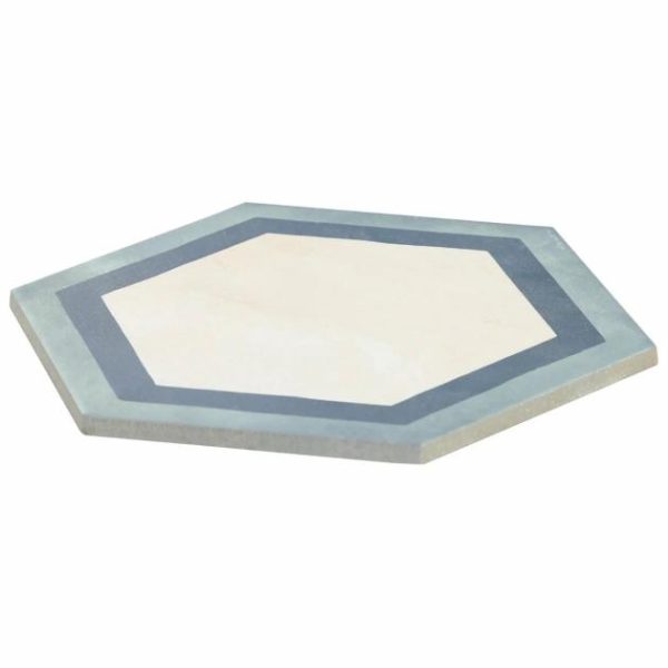 Outdoor & Pavers | 1 sq. ft. Ava Deco Ocean Cielo 8″ Hexagon Matte Porcelain Tile Deco Blue Bathroom Bathroom