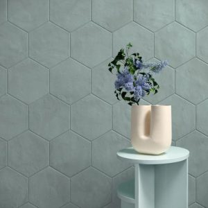 Outdoor & Pavers | 1 sq. ft. Ava Green Cielo 8″ Hexagon Matte Porcelain Tile Green Bathroom Bathroom