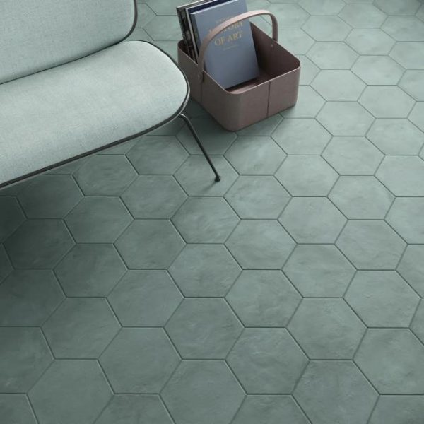 Outdoor & Pavers | 1 sq. ft. Ava Green Cielo 8″ Hexagon Matte Porcelain Tile Green Bathroom Bathroom