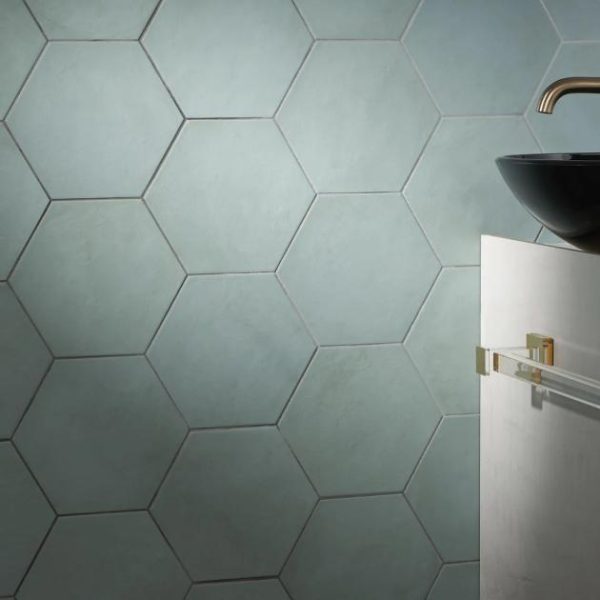 Outdoor & Pavers | 1 sq. ft. Ava Green Cielo 8″ Hexagon Matte Porcelain Tile Green Bathroom Bathroom