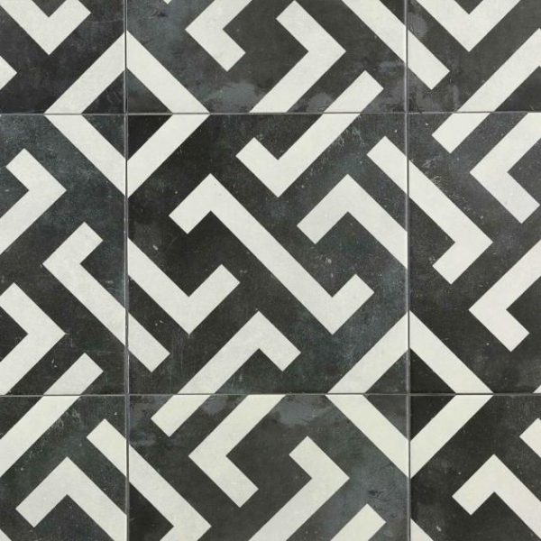 Outdoor & Pavers | 1 sq. ft. Bella Mori White & Black Encaustic 9×9 Matte Porcelain Tile Mori Backsplash & Kitchen Backsplash & Kitchen