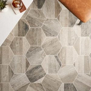 Outdoor & Pavers | 1 sq. ft. Caribou Olive Esagona 8″ Hexagon Matte Porcelain Wood Look Tile Olive Bathroom Bathroom