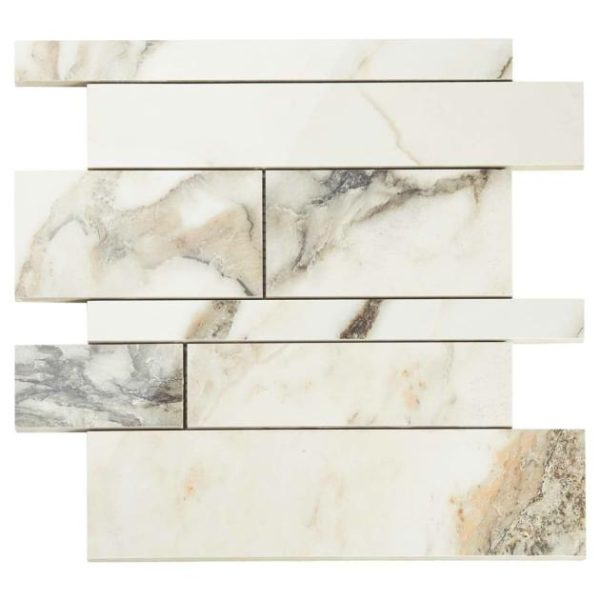 Outdoor & Pavers | 1 sq. ft. DreamStone Calacatta Rustico Railroad Polished Porcelain Mosaic Railroad Polished Backsplash & Kitchen Backsplash & Kitchen