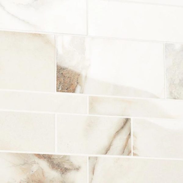 Outdoor & Pavers | 1 sq. ft. DreamStone Calacatta Rustico Railroad Polished Porcelain Mosaic Railroad Polished Backsplash & Kitchen Backsplash & Kitchen