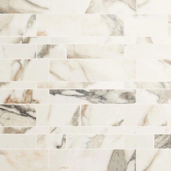 Outdoor & Pavers | 1 sq. ft. DreamStone Calacatta Rustico Railroad Polished Porcelain Mosaic Railroad Polished Backsplash & Kitchen Backsplash & Kitchen