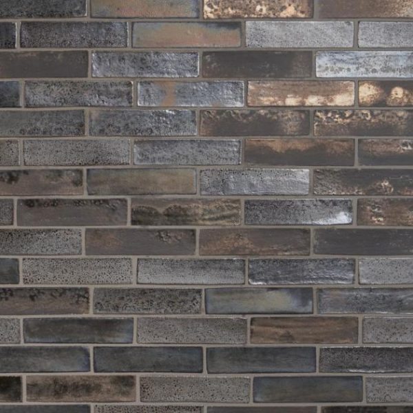 Outdoor & Pavers | 1 sq. ft. Emery Bronze and Silver Mixed Metallic 2×8 Handmade Crackled Terracotta Subway Tile Metallic Mix Backsplash & Kitchen Backsplash & Kitchen