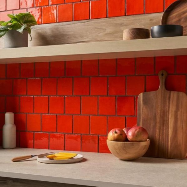 Outdoor & Pavers | 1 sq. ft. Emery Orange 4×4 Square Handmade Crackled Glossy Terracotta Tile Orange Backsplash & Kitchen Backsplash & Kitchen