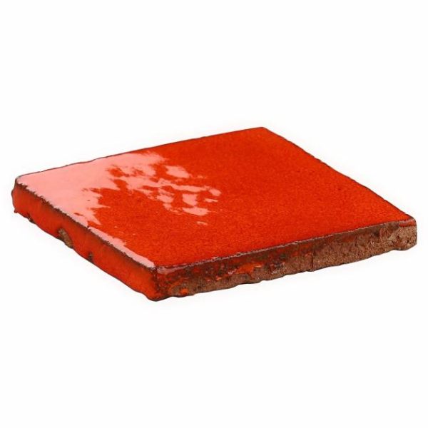 Outdoor & Pavers | 1 sq. ft. Emery Orange 4×4 Square Handmade Crackled Glossy Terracotta Tile Orange Backsplash & Kitchen Backsplash & Kitchen