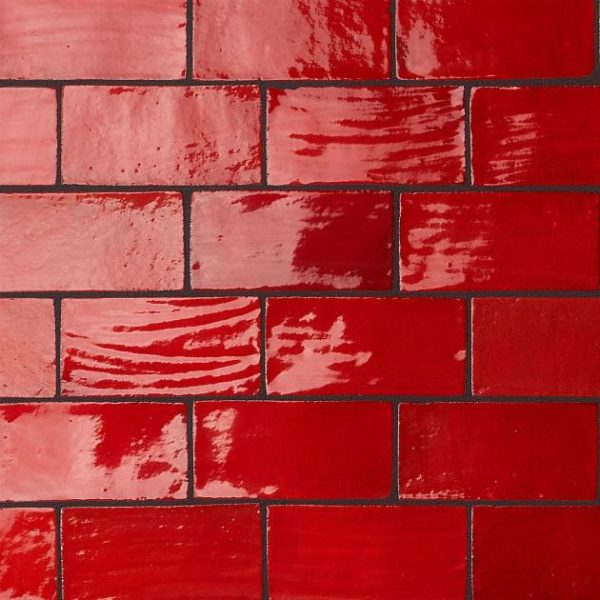 Outdoor & Pavers | 1 sq. ft. Emery Selenium Red 4×8 Handmade Crackled Glossy Terracotta Subway Tile Red Backsplash & Kitchen Backsplash & Kitchen