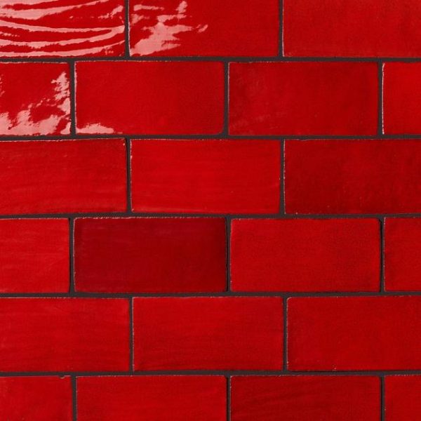 Outdoor & Pavers | 1 sq. ft. Emery Selenium Red 4×8 Handmade Crackled Glossy Terracotta Subway Tile Red Backsplash & Kitchen Backsplash & Kitchen